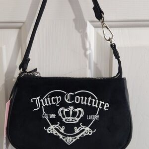 Juicy Couture Black and White Embroidered Shoulder Bag